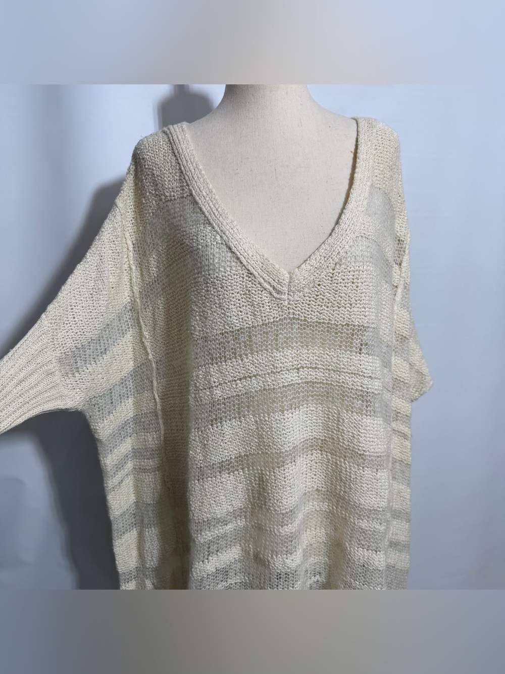 Free People • Spending Time Stripe Hi Lo Pullover Sweater S ASO Violet Harmon - Picture 8 of 9